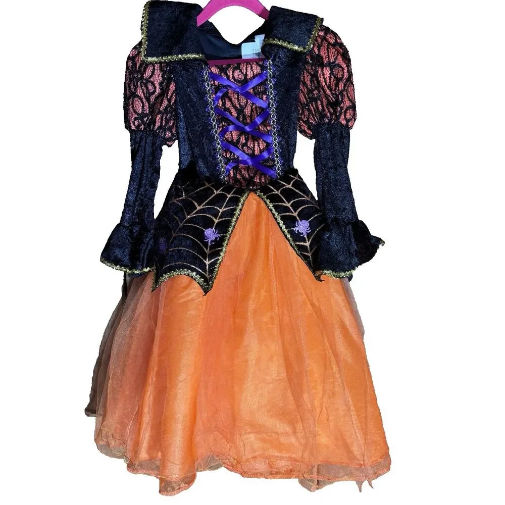 Rubie's Orange Spider Witch Girl's Small (5-6) Halloween Costume Dress Up - Picture 2 of 16